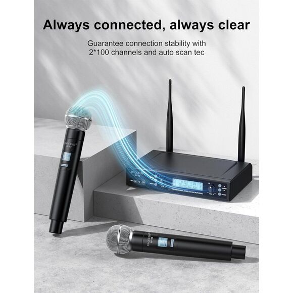 BAOLESH Dual Wireless Microphone System With Up To 200 ft Range - Picture 5 of 7